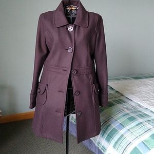 TULLE Brown Wool Button Down Pea Coat